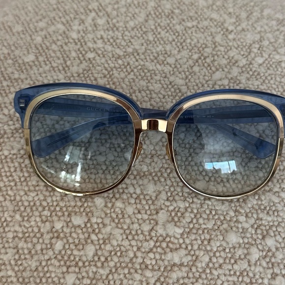 GUCCI Oversized Blue and Gold Metal Sunglasses main image 11